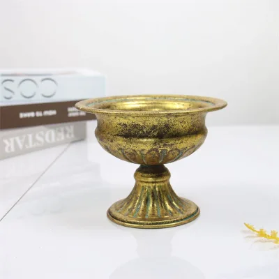Nordic Creative Desktop Gold Metal Flower Pot Vase for Hotel Home Arrangement Room Wedding Decoration