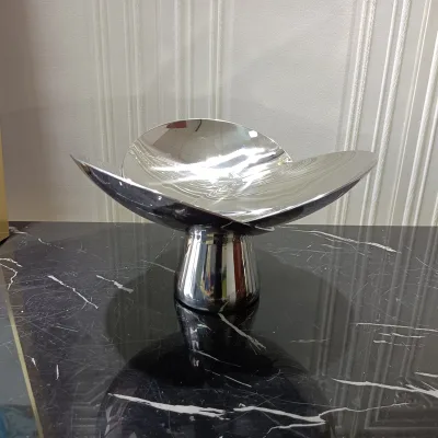 Promotion Price Mirror Ornaments Stainless Steel Flower Shape Tray Organizer Serving Fruit Tray
