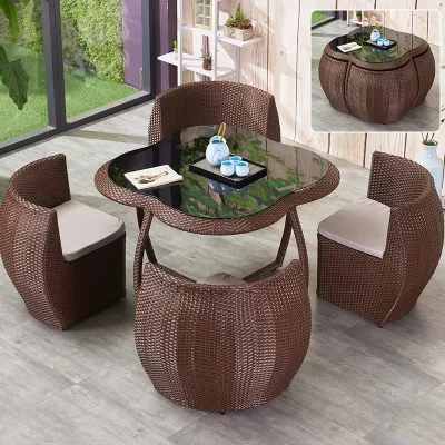 Custom Patio Garden Furniture Set Cane Outdoor Coffee Table and Chairs