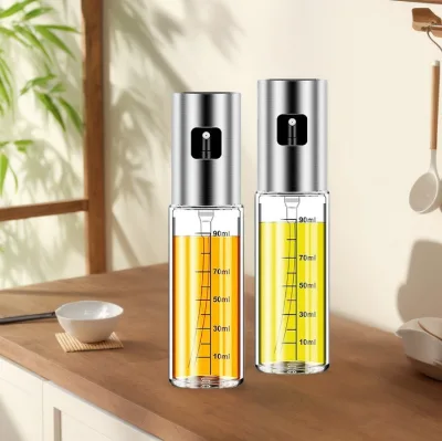100ML Stainless Steel Glass Spray Olive Oil Spray Bottle Oil Spray for Cooking Camping