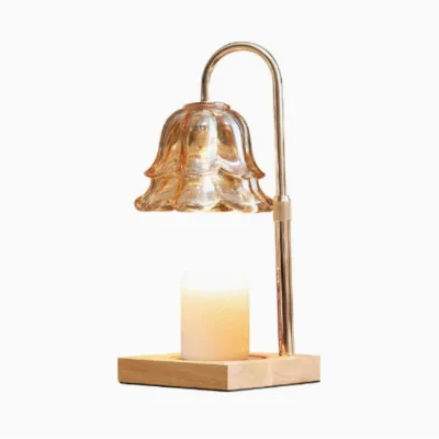 Popular Adjustable Height Lamp Luxury Wooden Base Glass Flower Adjustable Dimmablep Aromatherapy Candle Warmer Lamp