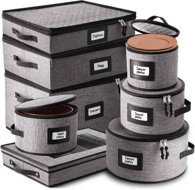 European-Style Dinnerware Set Durable Domestic Festival China Dishes Folding Storage Box Home Storage Organization Can