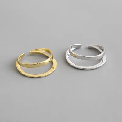 Minimalist Irregular Line Double Opening Female Ring Gold Plated Ring