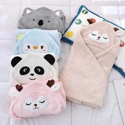 Animal Design Beach Elephant Koala Microfibre Hooded Dog Towel with Tail Hole Hooded Baby Towel Elephant Set