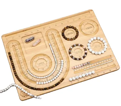 Wooden Beading Board,Bead Tray for Jewelry Making,Jewelry Measuring Board DIY 15.2 * 11.2 * 0.5inch