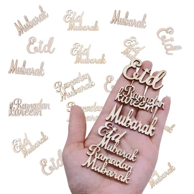 Wooden Handicrafts Eid Al-Fitr Festival Scene Props English Letters Decorative Wooden Products Small Pendants