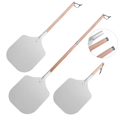 Restaurant 12 Inch Detachable Handle Aluminum Pizza Peel 16 Inch Pizza Turning Peel Wooden Pizza Peel