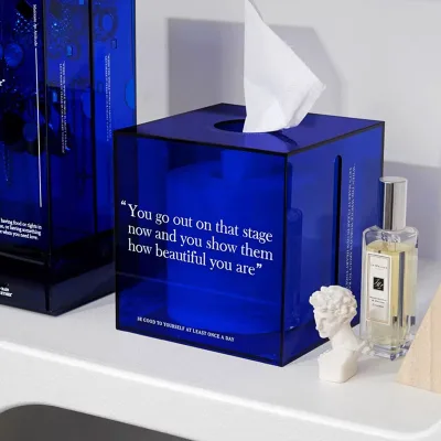 Acryworks Wholesale Luxury Square Acrylic Tissue Box Holder Colorful Acrylic Napkin Box Tissue Dispenser