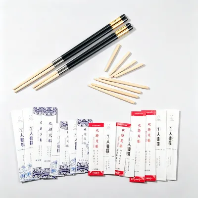 Custom Disposable 2 Pack Individual Packaging Hotpot Sushi Bamboo Chopsticks Head for Hotel Restaurant