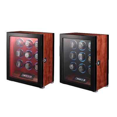 Custom High Quality Oem Walnut Watch Winder 9 Luxury Wooden Automatic Watch Winder Case Fingerprint Watch Box Winder Luxury