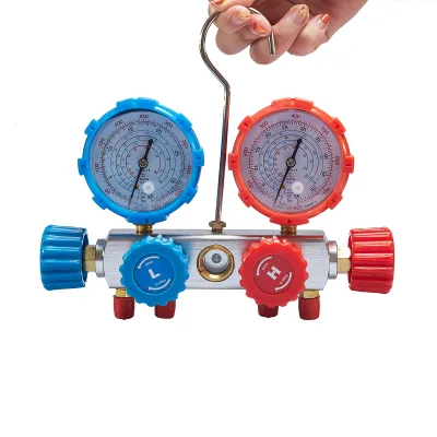 Professional Dual Gauge Refrigeration Manifold Gauge Set for HVAC AC Freon Charging Refrigerant Repair