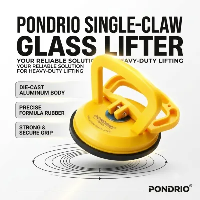 PONDRIO Heavy Duty Aluminum Alloy Single Claw Glass Lifter Vacuum Suction Cup 1 Year Warranty for Large Window Tile Handling