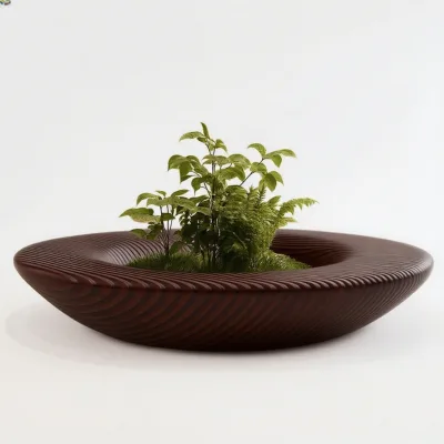Y721 Circle Tree Pot Chair Custom Fiberglass Wood Bench Striped Lounge Sofa Eco-Friendly Hospital Park Public Furniture Mall