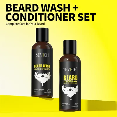 SEVICH Beard Care Sets Wash and Conditioner Herbal Rosemary 2 In1 Natural Nourishing Sulfate Free Beard Grooming