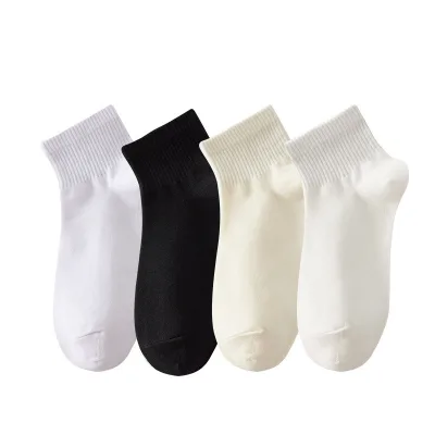 Cotton Casual Sports Socks for Women Solid Color Crew Length Short Tube Socks Thin One Size for Autumn Candy Boat Style