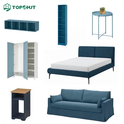 Apartment Building Furniture Project One-Stop Solution Professional House Blue Interior Furniture Italian Bedroom Set