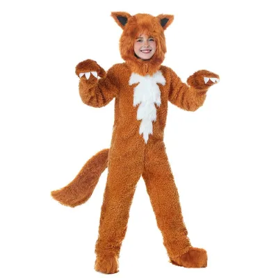 Cartoon Character Cosplay Lovely Fox Costume Orange Jumpsuit Halloween Kid Fox Tail Costume