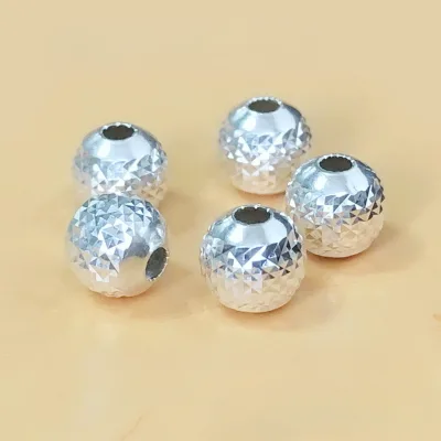 Best Loose Diamond Cut Round Spacer Beads High Quality 925 Sterling Silver for DIY Jewelry Bracelet Making