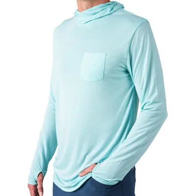 Men'S UPF50+ Bamboo Polyester Custom Color Outdoor Sun Block UV Fishing Wear Long Sleeve Hoodie Fishing Shirt