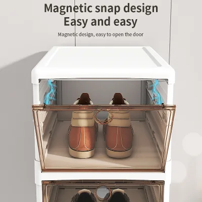 Magnetic Foldable Plastic Shoe Box Large Capacity Stackable Eco Friendly Home Organizer Heavy Duty Modern Multiple Sizes Clear