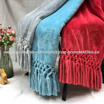 Fringed Flannel Blanket, Available in Various Colors, Sizes, Designs, Warm and soft