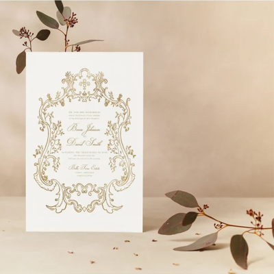 Elegant Invitation Card Printable Dark Gold Pattern Newlywed Wedding Card Best Wishes Card