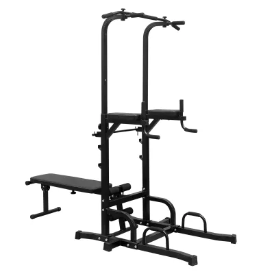 Power Tower Dip Station with Bench for Home Office Gym Pull up Bar Stand Adjustable Multi-Function Fitness Training Equipment