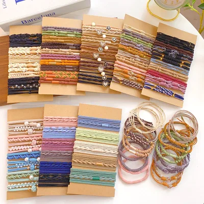 Retro Bohemia Black Hair Tie for Women Bracelet Scrunchies Elastic Hair Rubber Bands Girls Horsetail Head Rope