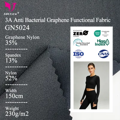 Graphene Infused Nylon Spandex Double Side Fabric 3A Antibacterial 230GSM Stretch Functional Yoga Leggings Material Wholesale