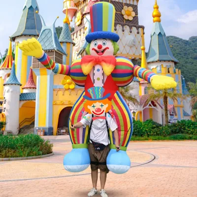 Outdoor Super Circus Joker Inflatable Clown Model Puppet Digital Printing Lithium Battery Easy Setup Durable Oxford Advertising