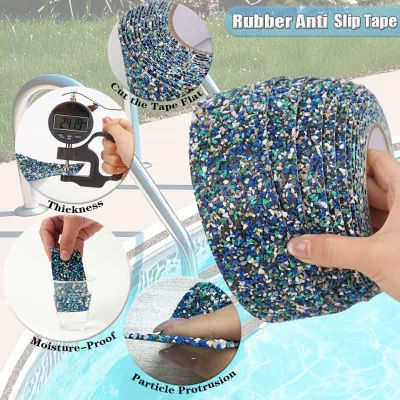 High Pressure Sensitive Anti Slip Tape Red/Blue Mixed Rubber Grip Strip Safe Traction High Friction Tape for Swimming Pool Boats
