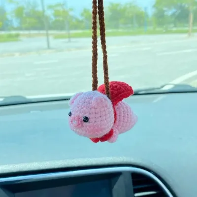 Finished for Hot Selling Handmade Crochet Small Animal Car Hanging Series Doll Hanging Car Rearview Mirror Decoration