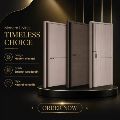 OEM Custom Modern Waterproof Interior Door Molded Panel Pre-Primed Smooth Finish for Bedroom Living Room Bathroom
