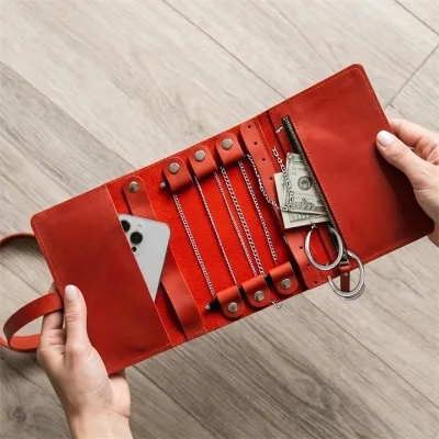 Foldable Embossed Leather Jewelry Pouch & Case for Men Women Portable Travel Jewelry Box Promotional Use
