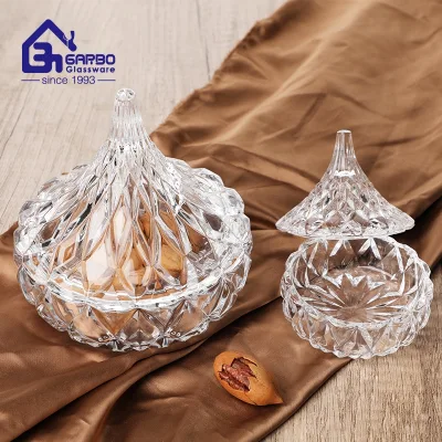 Luxury Transparent Glass Sugar Pot with Engraved Design and Lid 3 Sizes for Back to School Kitchenware Wholesale Candy Jar