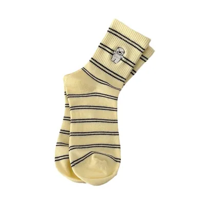 Custom Logo Simple Women Cute Dog Embroidery Cotton Socks