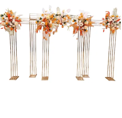Moktong Square Event Party Stage Decoration Back Drops Gold Stainless Steel Frame Eco-Friendly Flower Backdrop Stand Wedding