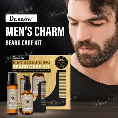 New Arrival Men's Beard Care Set - Cleanser, Boost Serum, Comb 3-Piece Kit Grooming Beard Gift for Son, Husband, Boyfriend