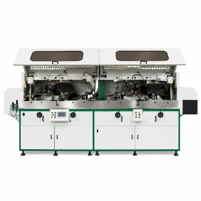 Versatile two-color automatic screen printing machine applies to bottle and plastic product printing.
