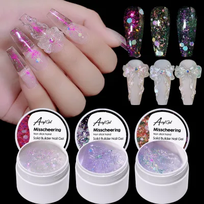 15ML Easy to Operate Non Stick Hand Solid Extension Nail Gel Clear Nude Pink Extension Gel Soild Builder Nail Gel