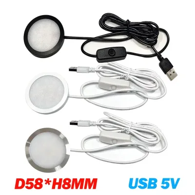 LED 6V USBUnder Cabinet Puck Light Display Case Shelf Counter Lighting Caravan Camper Motorhome Interior Spot Lamp With Switch