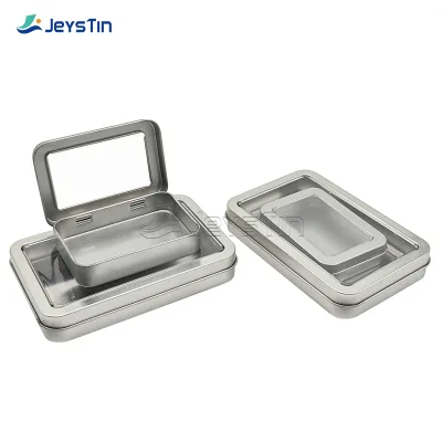 Custom Rectangular Metal Tins Portable  Solid Perfume Packaging  Lightweighttin Box with Window