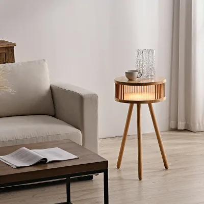 Wabi Sabi Vintage Wooden Floor Lamp Sofa Bedroom Living Room Modern Hotel Tripod Standing Floor Lamp