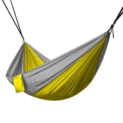 Yellow Garden Easy Setup Lightweight 210T Parachute Nylon Double Camping Hammock With Rope