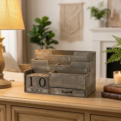 Wooden Storage Rack Organizer Engraving Desk Organizer Durable Customizable Gift Handicraft