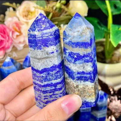 Wholesale Bohemian Style Polished Natural Lapis Lazuli  Point Crystal Stone Tower Fashion Trend Home Decor