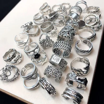 Wholesale Cross Heart Pattern Unisex Retro Ring Cross Border Stainless Steel Jewelry Men's Ringeel Ring Jewelry