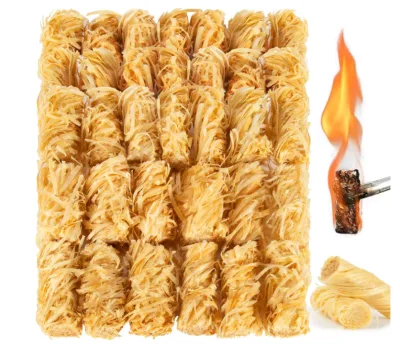Fzmatch Fire Starters Campfires Fireplace Woodstove Charcoal Starter Waterproof Weather-Resistant Natural Wood Packaging