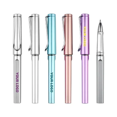 Colorful Plastic Gel Pen with Metal Clip Custom Logo Package Blue and Red Ink 0.5mm Writing Width for Promotions