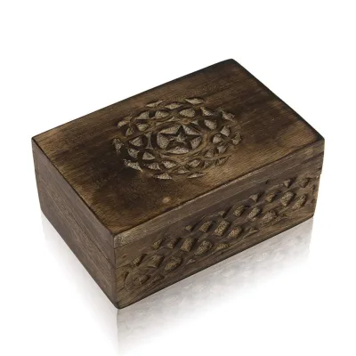 Antique Carved Handmade Decorative Wooden Jewelry Storage Box Custom Distressed Wooden Boxes